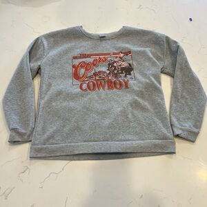 Coors Beer The Original Cowboy Gray Pullover Sweatshirt Size L
